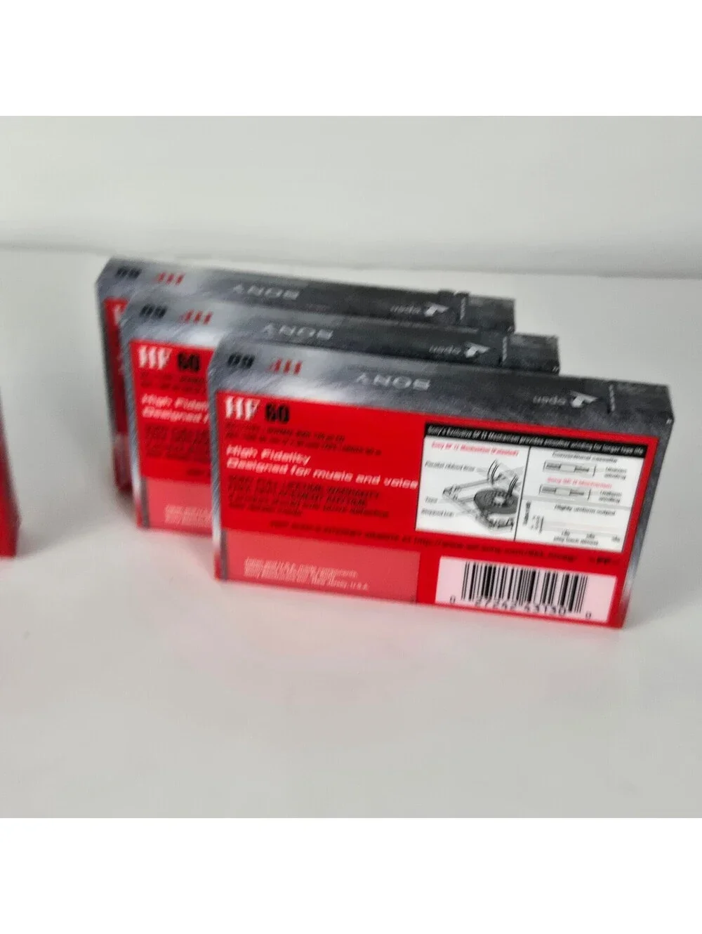Sony HF Audio Cassette Tape 90min and 60min High Fidelity Red and Black